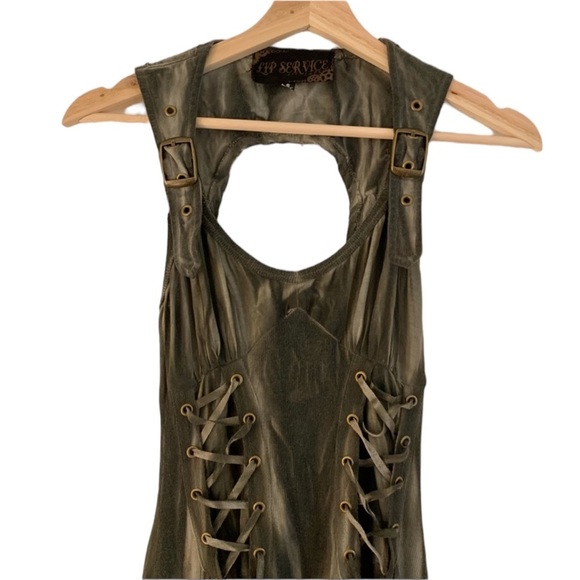 Lip Service Warbird Apocalyptic lace up mesh Gothic Dress - Picture 11 of 12